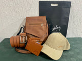 1.Kit de Vélez Cuero – Bandolera + Correa + Billetera + Gorra