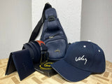 2. Kit de Vélez Cuero  –  Bolso de pecho Dacota + Correa + Billetera + Gorra